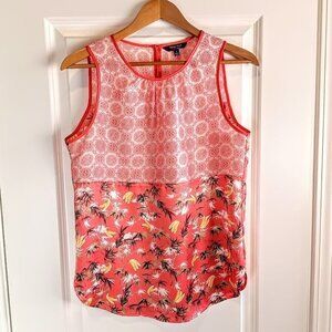 Peter Som Coral Yellow Banana Print Sleeveless Tank Top